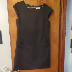 Liz Claiborne Black Mini Dress with Cap Sleeves and scallop neckline
